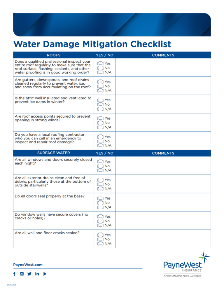 Water Damage Prevention Plan Marsh McLennan Agency Northwest